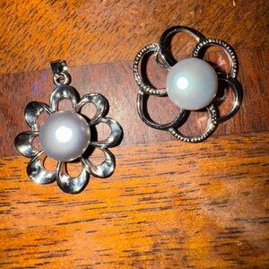 Genuine 10-11 huge South sea pearl silver and off white silver plated pendants.